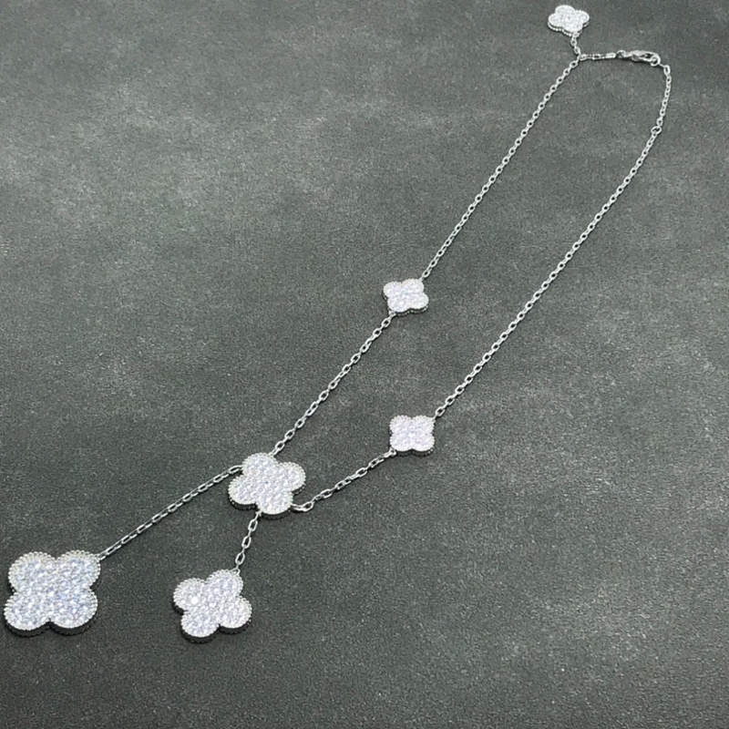 VAN45 New women's full diamond six flower necklace jewelry