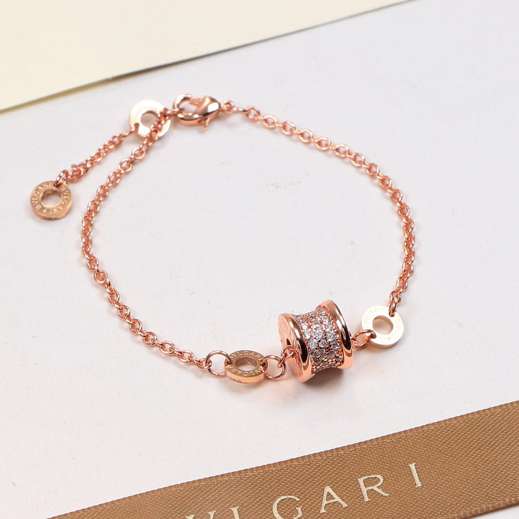 BVB16 18K Rose Gold Titanium Steel Full Rhinestone Small Waist Couple Bracelet Jewelry