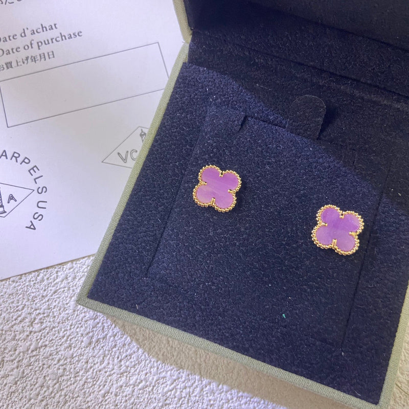 AVSE4 New violet four-leaf clover earrings jewelry
