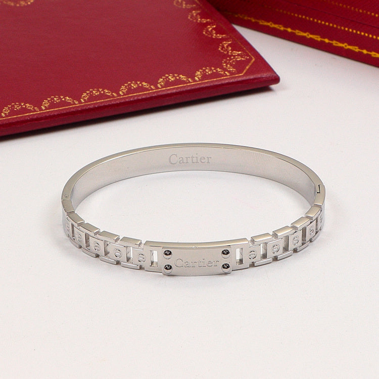 CAB52 18K Rose Gold Titanium Steel Square Brand Three-dimensional Letter Bracelet Jewelry