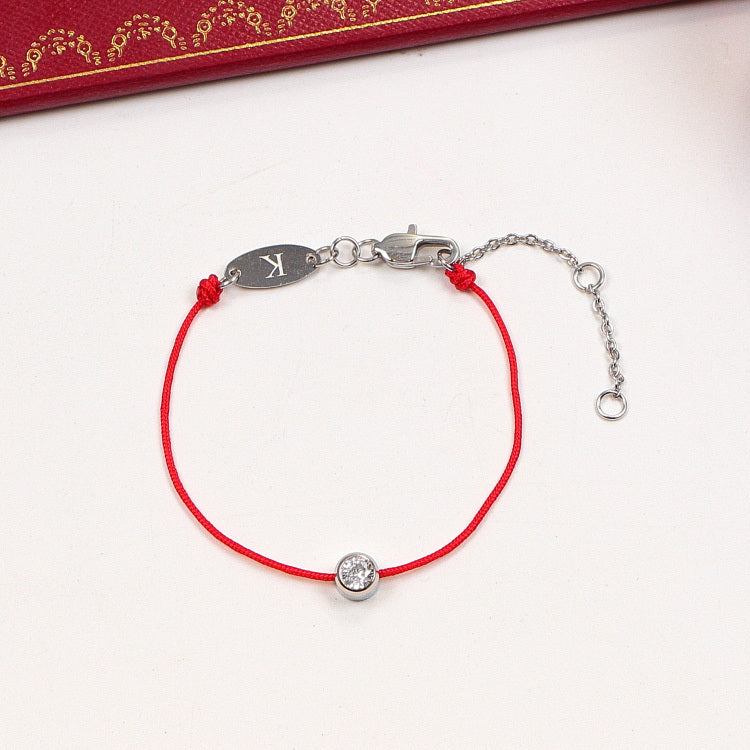 CAB53 Ladies Red String Single Diamond Color Gold Bracelet Bracelet Jewelry