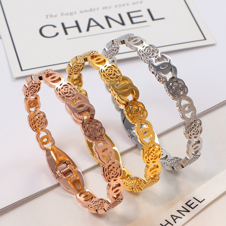 CHB21 316L steel and crystal with 18K gold plated Jewelry