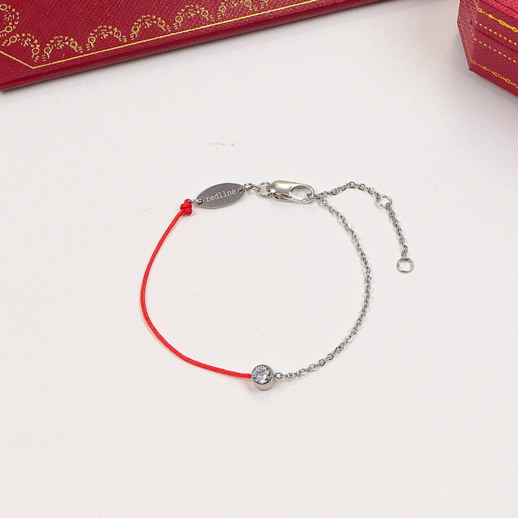CAB54 Ladies single diamond half chain half red rope Jewelry