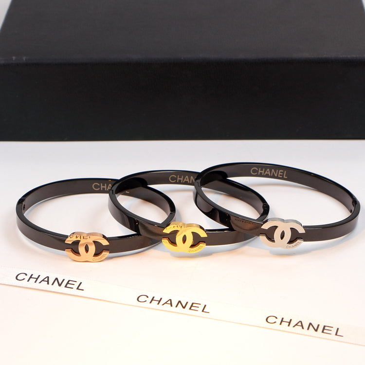 CB16 Letter black steel titanium steel three-dimensional three-color bracelet hollow bracelet Jewelry