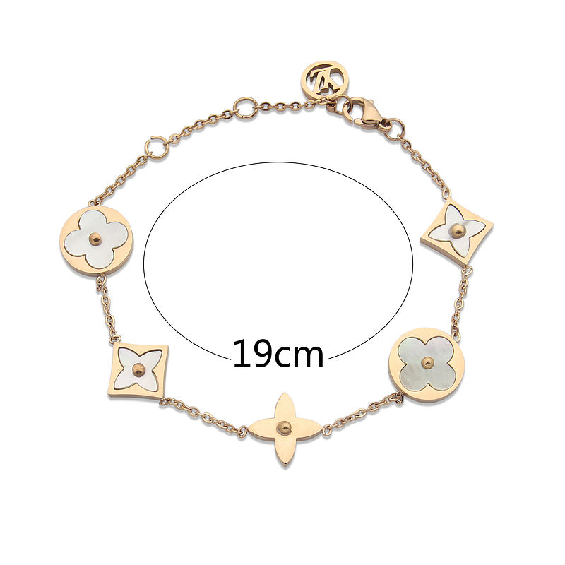 LVB88 316L steell gold plated bracelet flower shell bracelet Jewelry