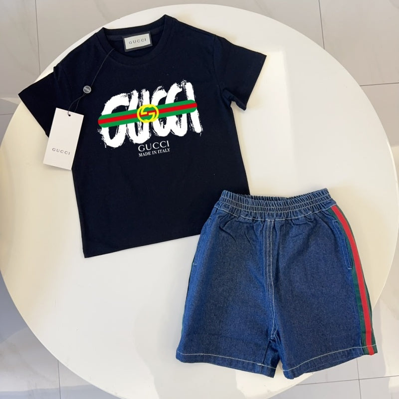 TGUC01 Boys and girls' pure cotton summer short sleeved top T-shirt Clothing