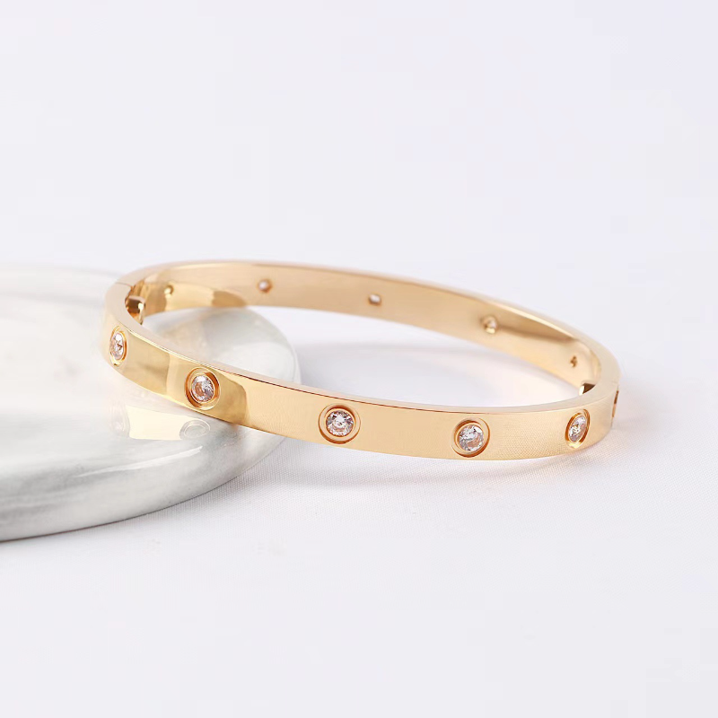CAB61 Fifth Generation Screwdriver Bracelet 10 Diamond Full Titanium Steel 18K Gold Color Couple Bracelet 16-19cm