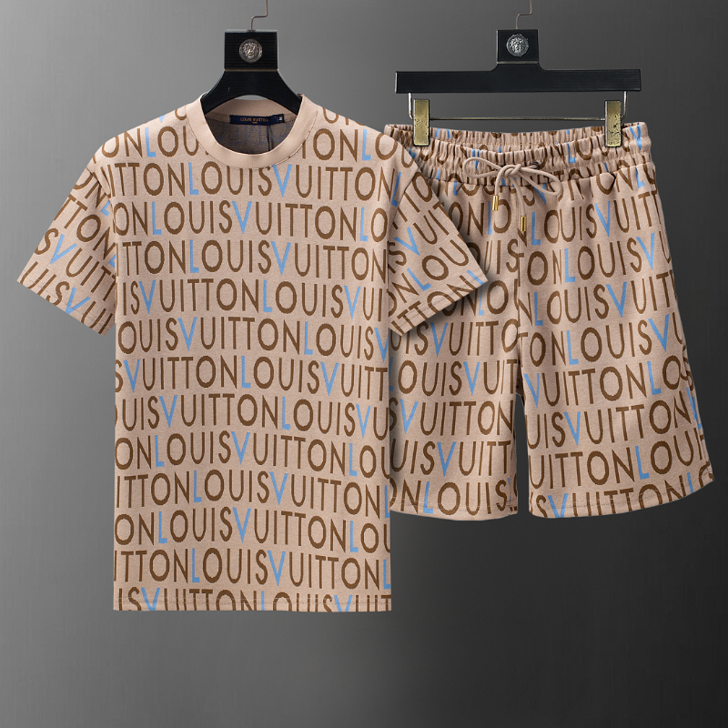 LVC208 New men's summer pure cotton short sleeved top+shorts clothing