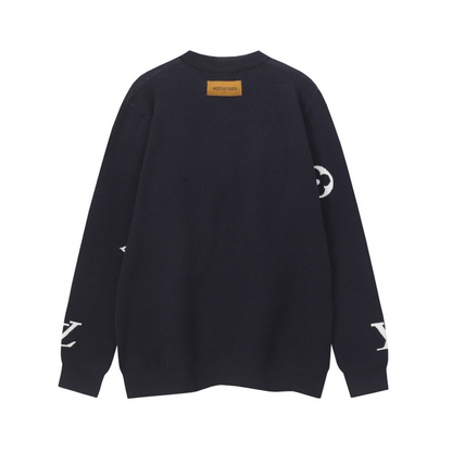 LVC031 New men's and women's autumn and winter cross towel embroidered pattern round neck wool knitted sweater clothing