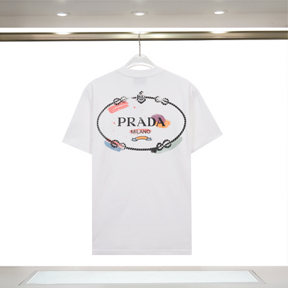 PRC32  New men's and women's summer pure cotton embroidered top T-shirt clothing