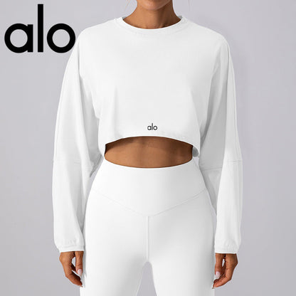 PALC25 Women’s sports sweatshirt, drop‑shoulder sleeves, loose long‑sleeve top clother