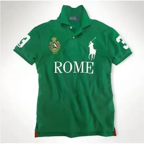 PPC1  Summer American city short sleeved top popular polo shirt men's lapel embroidered casual plus size