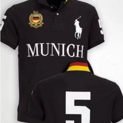 PPC1  Summer American city short sleeved top popular polo shirt men's lapel embroidered casual plus size