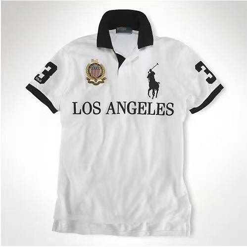 PPC1  Summer American city short sleeved top popular polo shirt men's lapel embroidered casual plus size