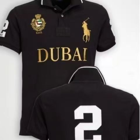 PPC1  Summer American city short sleeved top popular polo shirt men's lapel embroidered casual plus size