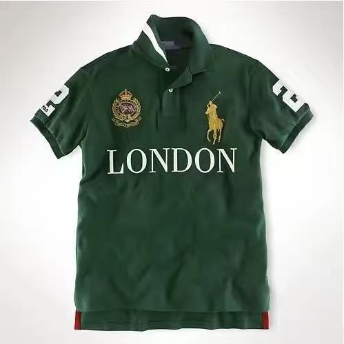 PPC1  Summer American city short sleeved top popular polo shirt men's lapel embroidered casual plus size