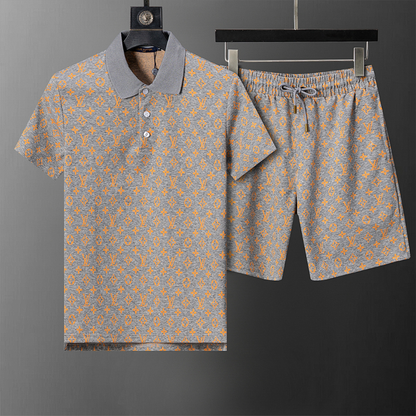 LVC037 New men's short sleeved polo top+shorts clothing