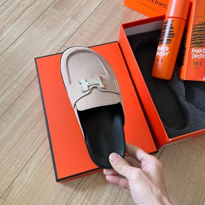 MJHS19 Leather Women Slipper Size 35-41 Shoes with box