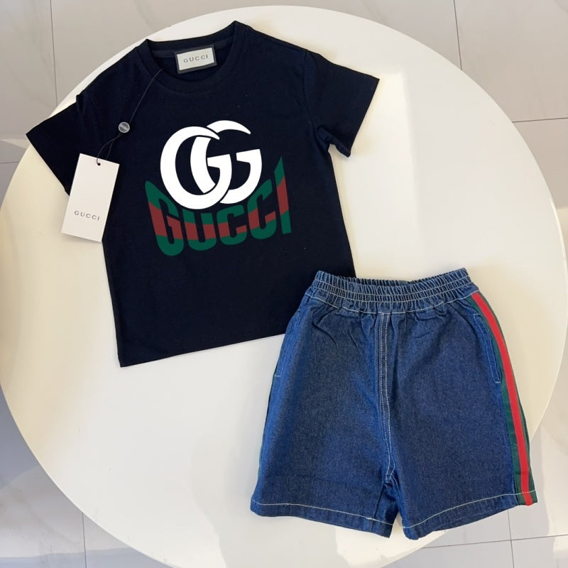 TGUC05 Boys and girls' pure cotton summer short sleeved top T-shirt Clothing