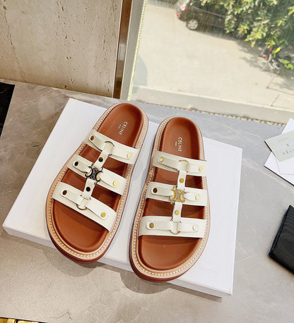 MBCS13 Leather Slippers Size 35-42 Shoes with Box