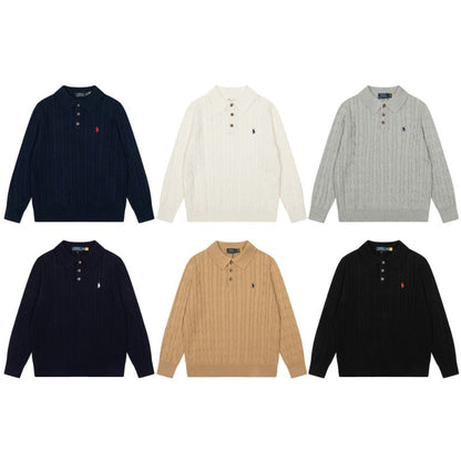 LFC5 New men's and women's spring and autumn collared sweaters, sweater base clothes