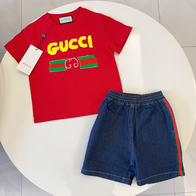 TGUC04  Boys and girls' pure cotton summer short sleeved top T-shirt Clothing