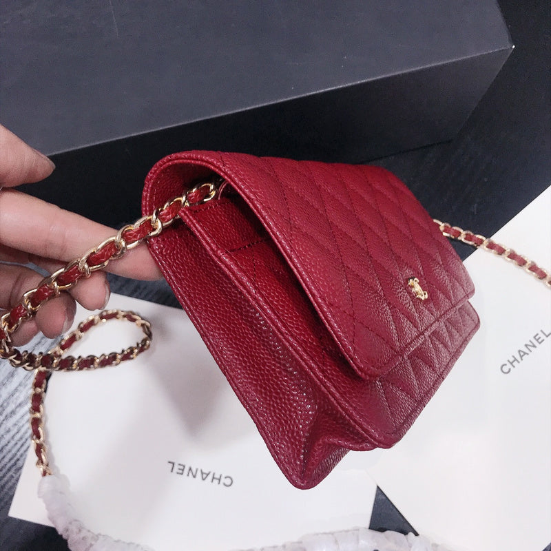 XCP016 Bag leather 19-13-4CM Bag Gold High Quality with box