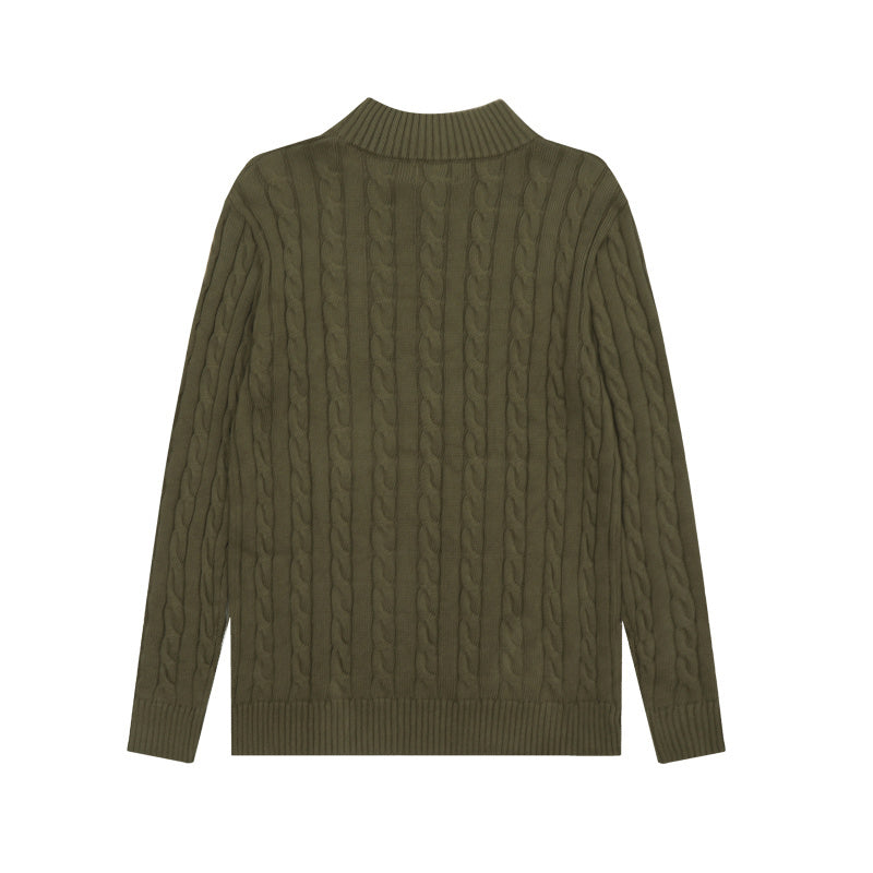 LFC18 New high-quality men's and women's ruff half zip solid pony embroidery logo Fried Dough Twists knitting sweater Clothing