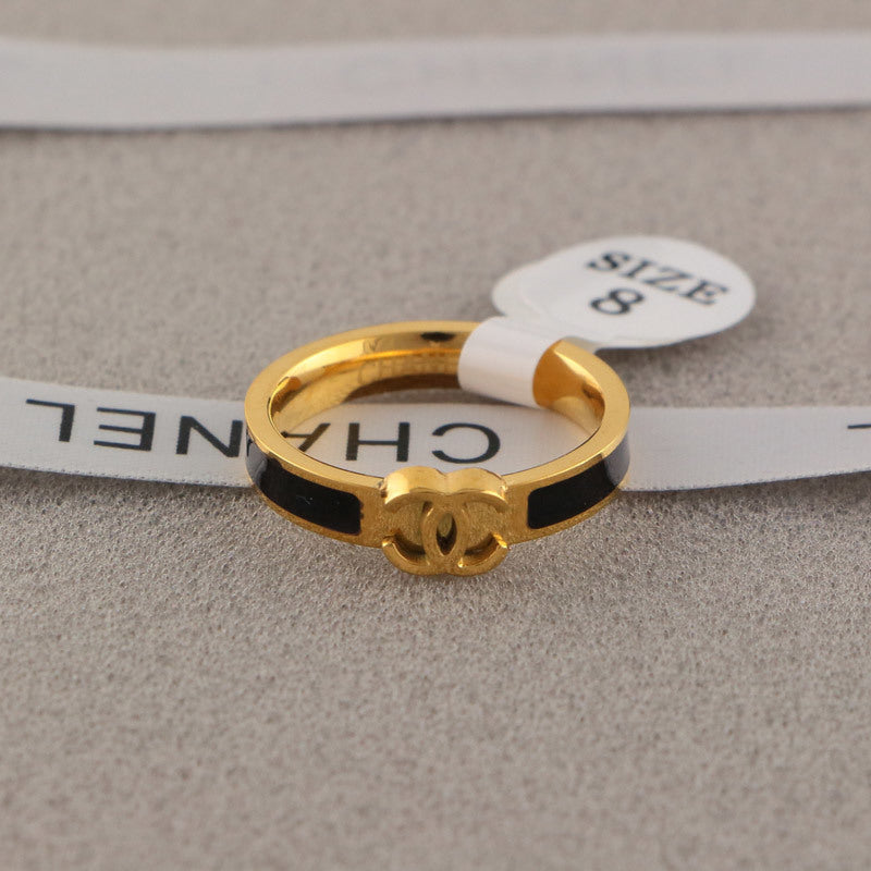 CHR14  Titanium steel double C letter narrow couple ring  Jewelry