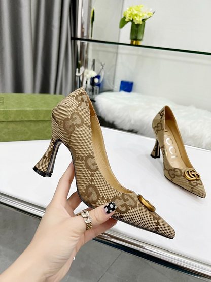 SHGS7 Leather 8.5CM Heel Women 35-42 shoes With box