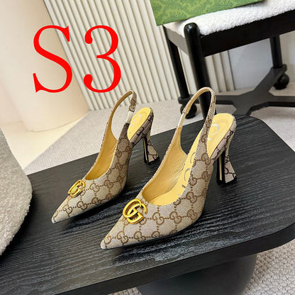 SHGS9 Leather 8.5CM Heel Women 35-42 shoes With box