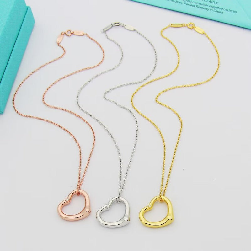 TN024  Women's heart-shaped stainless steel necklace jewelry