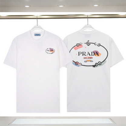 PRC32  New men's and women's summer pure cotton embroidered top T-shirt clothing